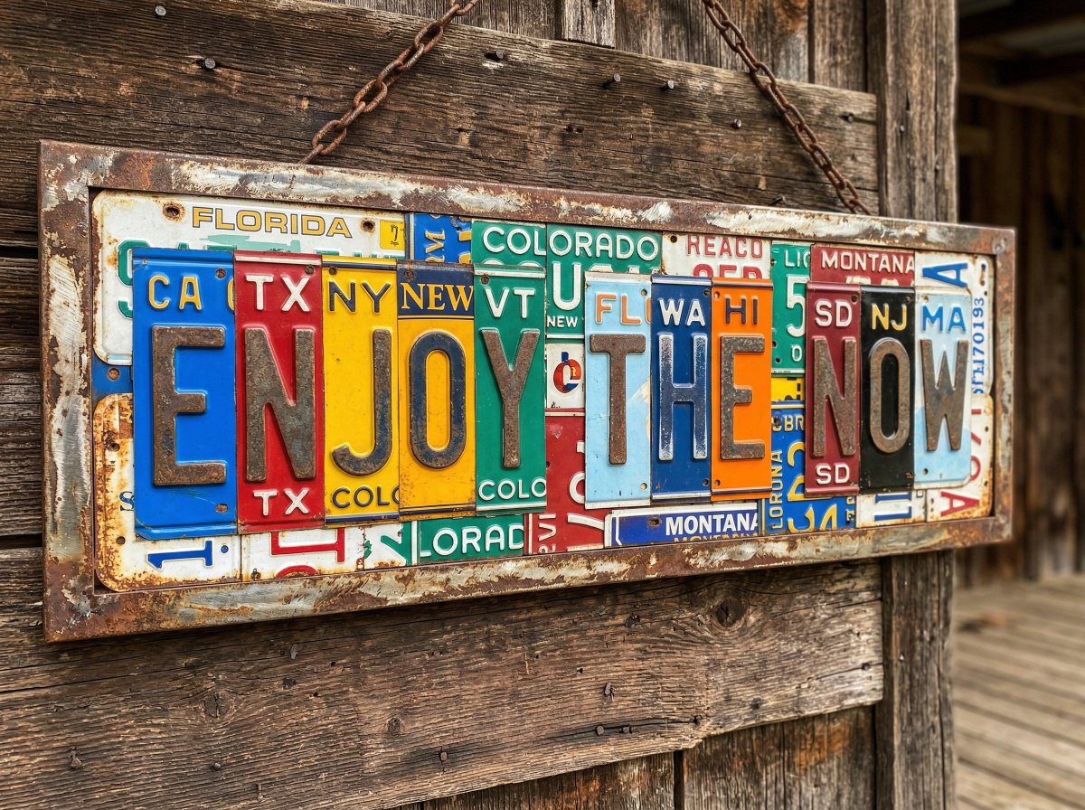 Distressed License Plate Sign