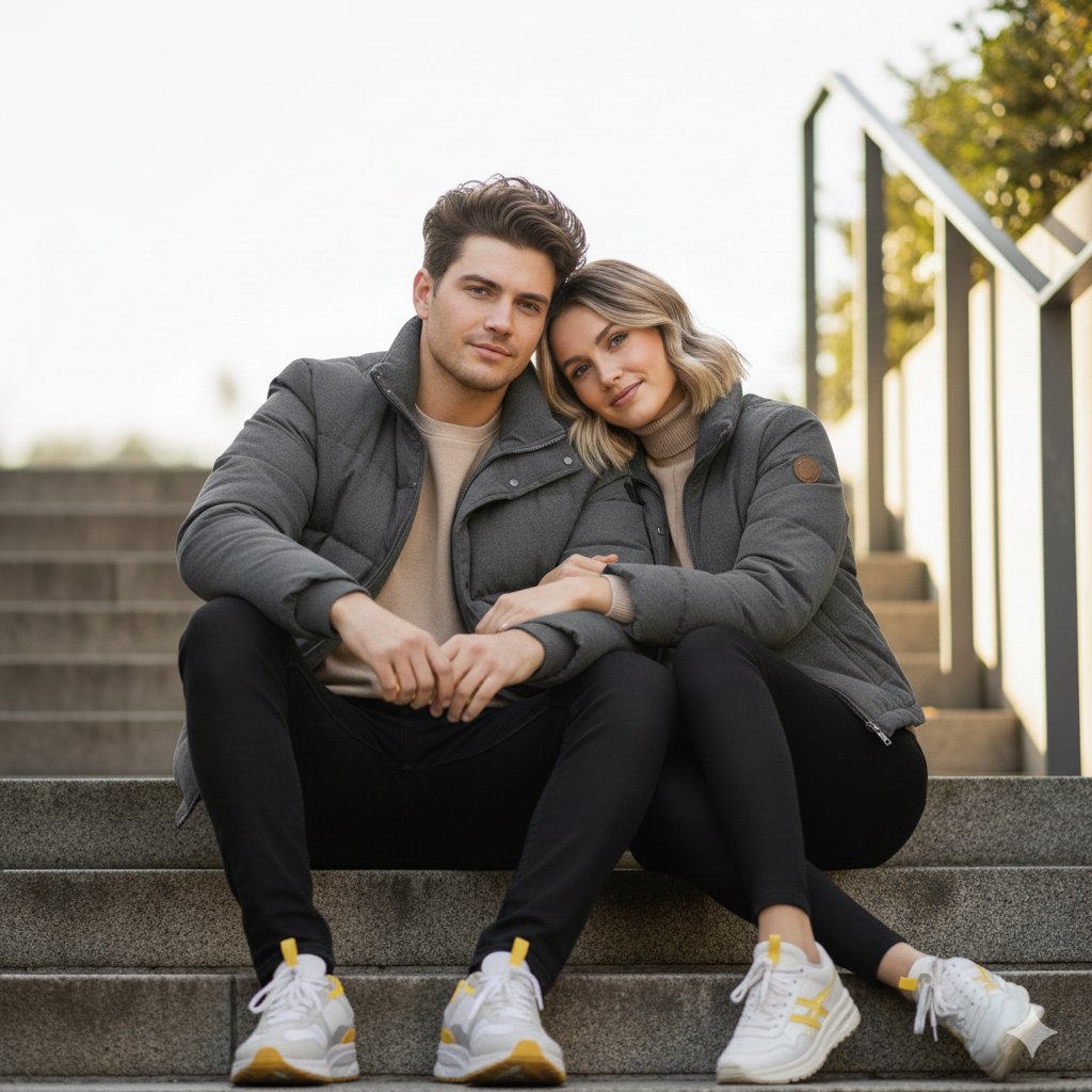 Ultra-realistic lifestyle portrait prompt for a modern couple