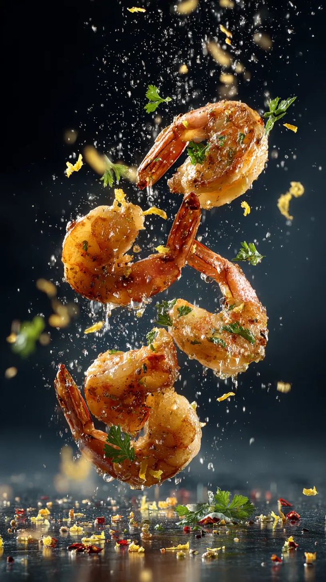 Cinematic Food Photography Prompts for Floating Steak and Shrimp