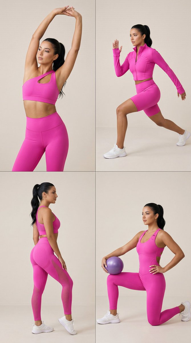 Nano Banana Pro Fitness Editorial Grid Prompt (Pink Activewear)