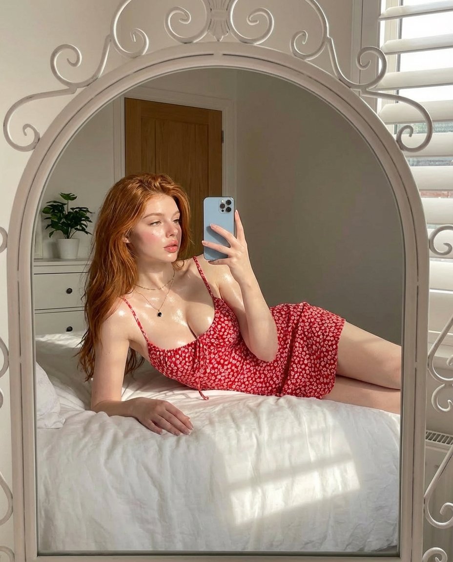 Aesthetic Mirror Selfie in Sunlight