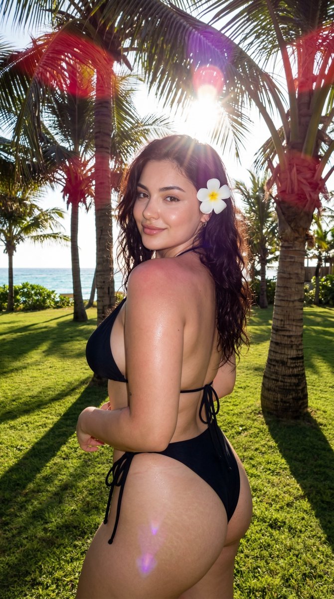 Black Bikini Tropical Lawn Selfie Vibe