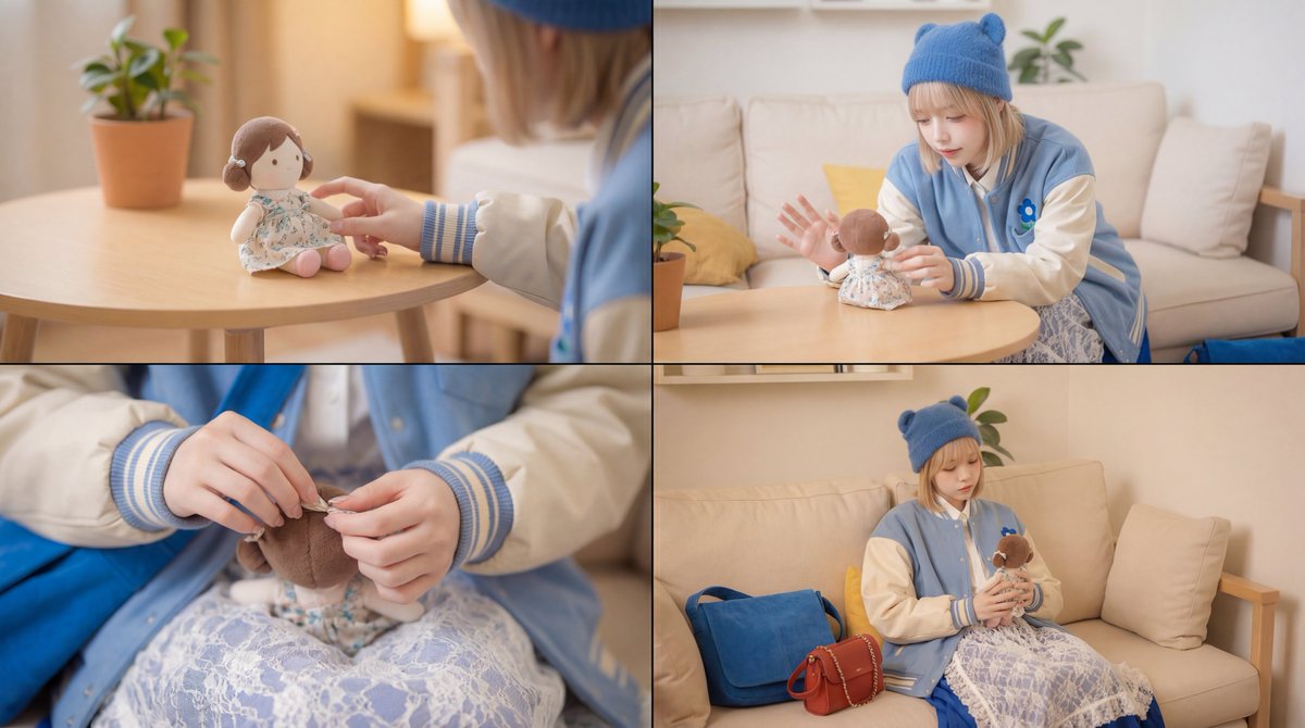 Cinematic Video Prompt for Girl Playing with Doll