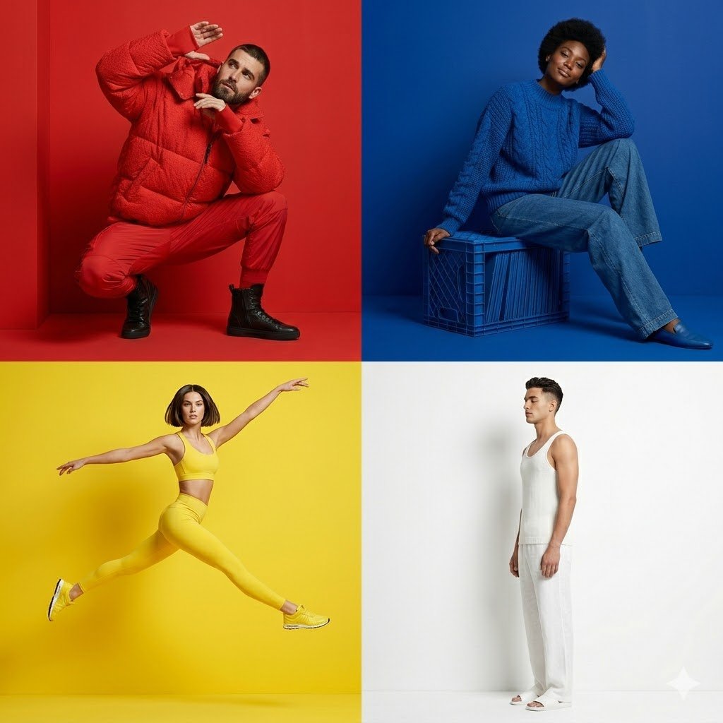 Four-Panel Primary Color Grid Composition