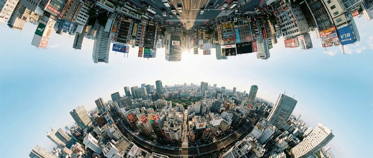 Ultra-Wide-Angle Planetoid Cityscape