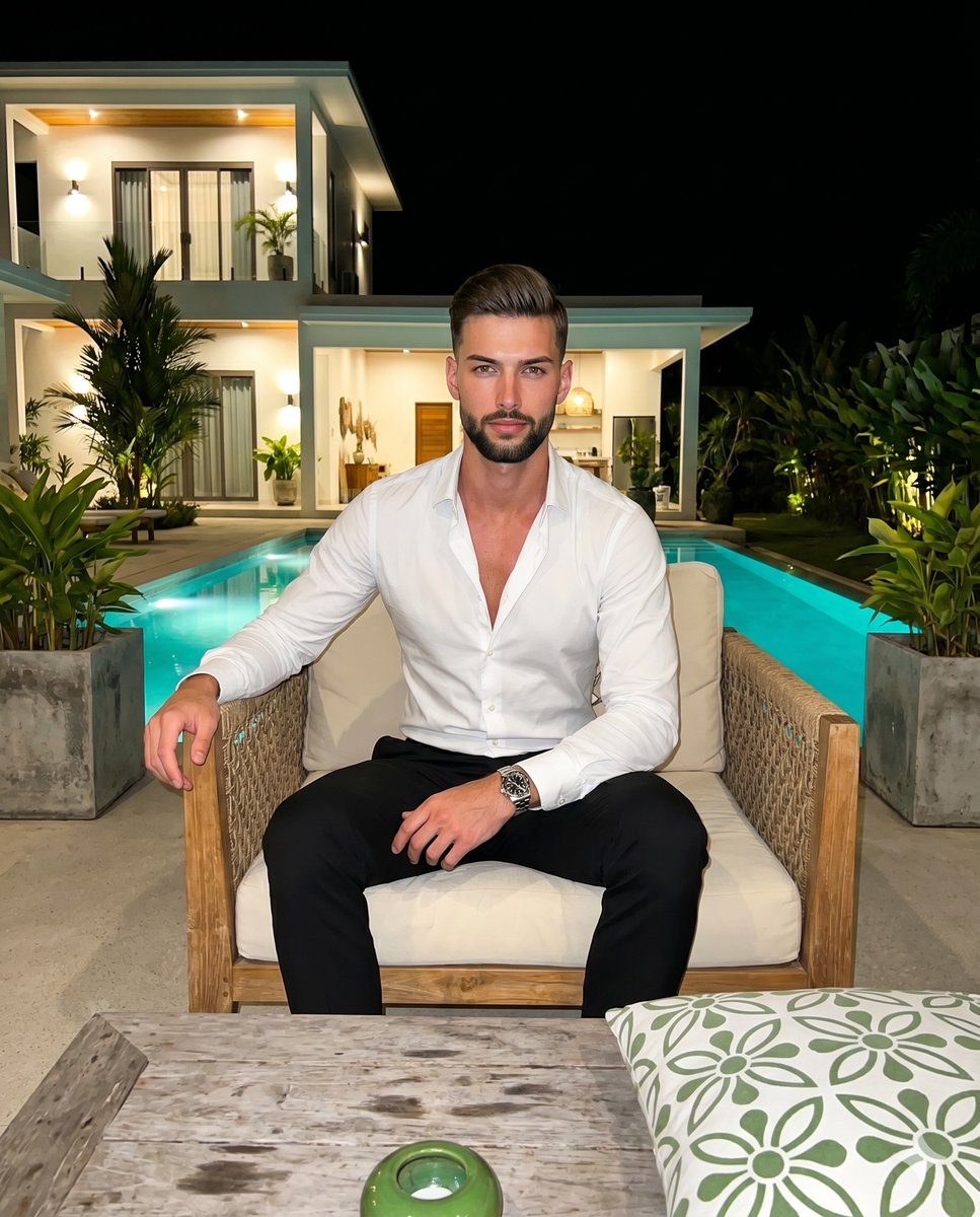 Luxury Villa Evening Poolside Portrait