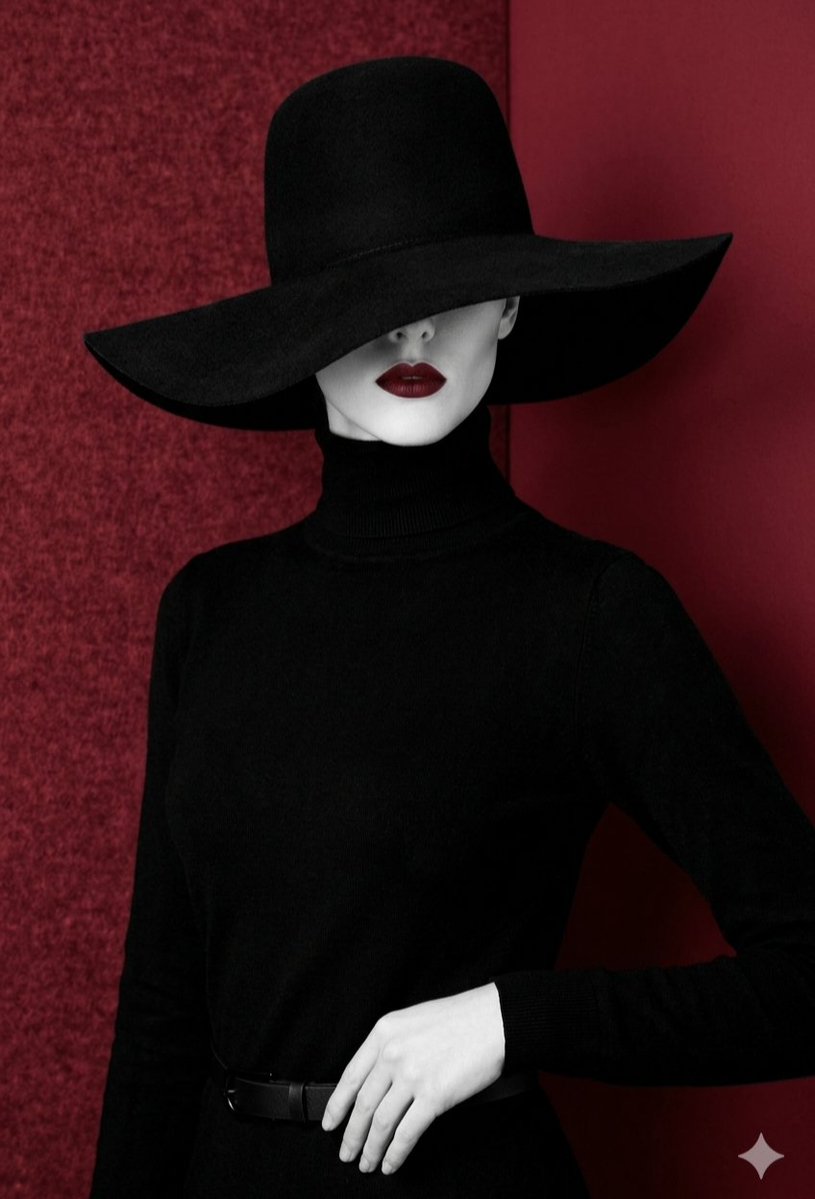 Mysterious Black and Red Fashion Portrait