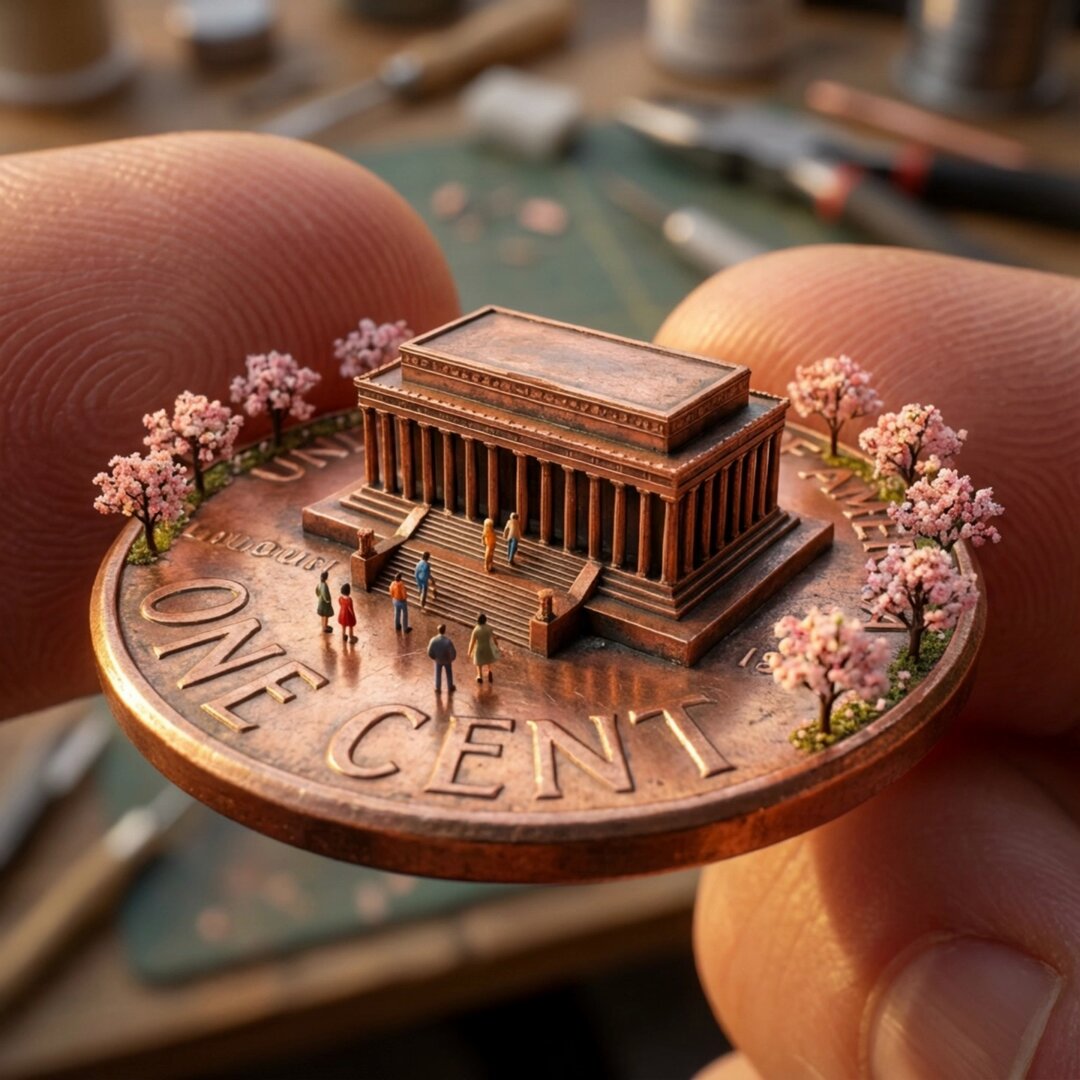 Macro Photorealistic Diorama on a US Penny