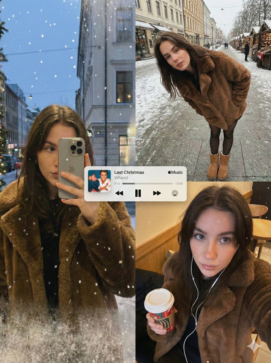 Editorial Winter Collage with Face Preservation
