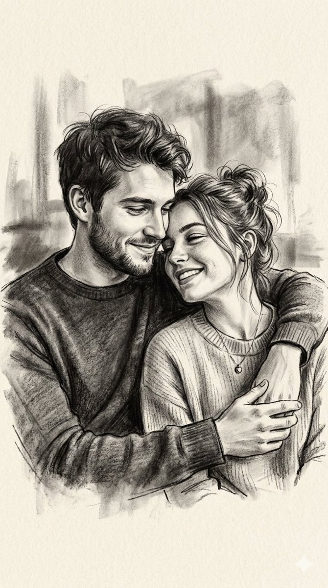 Charcoal and Pencil Couple Drawings