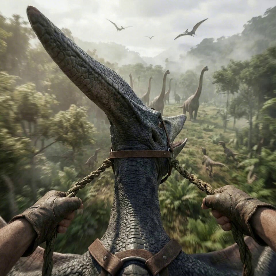 Fast-Paced First-Person POV Cinematic Shot Riding a Massive Creature