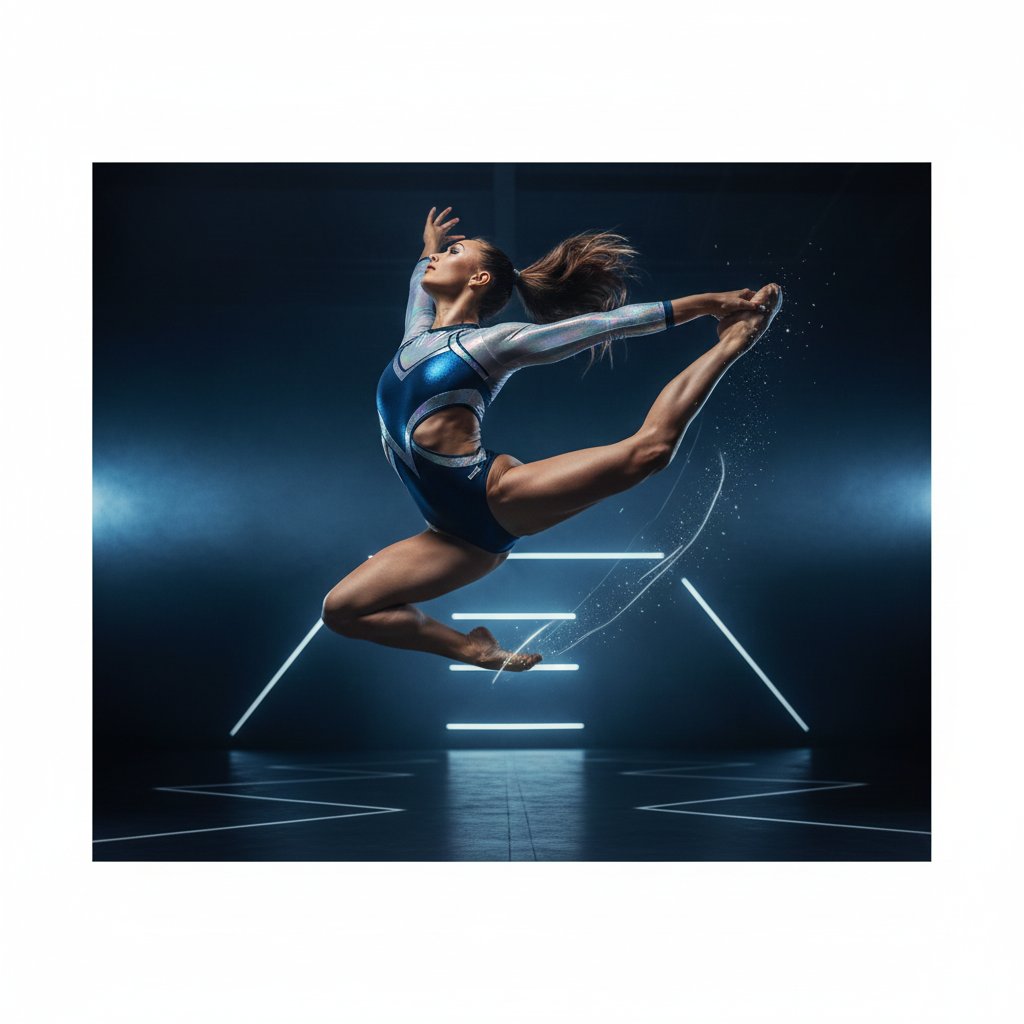 Avant-Garde Athleticism: Frozen Gymnast in Mid-Air