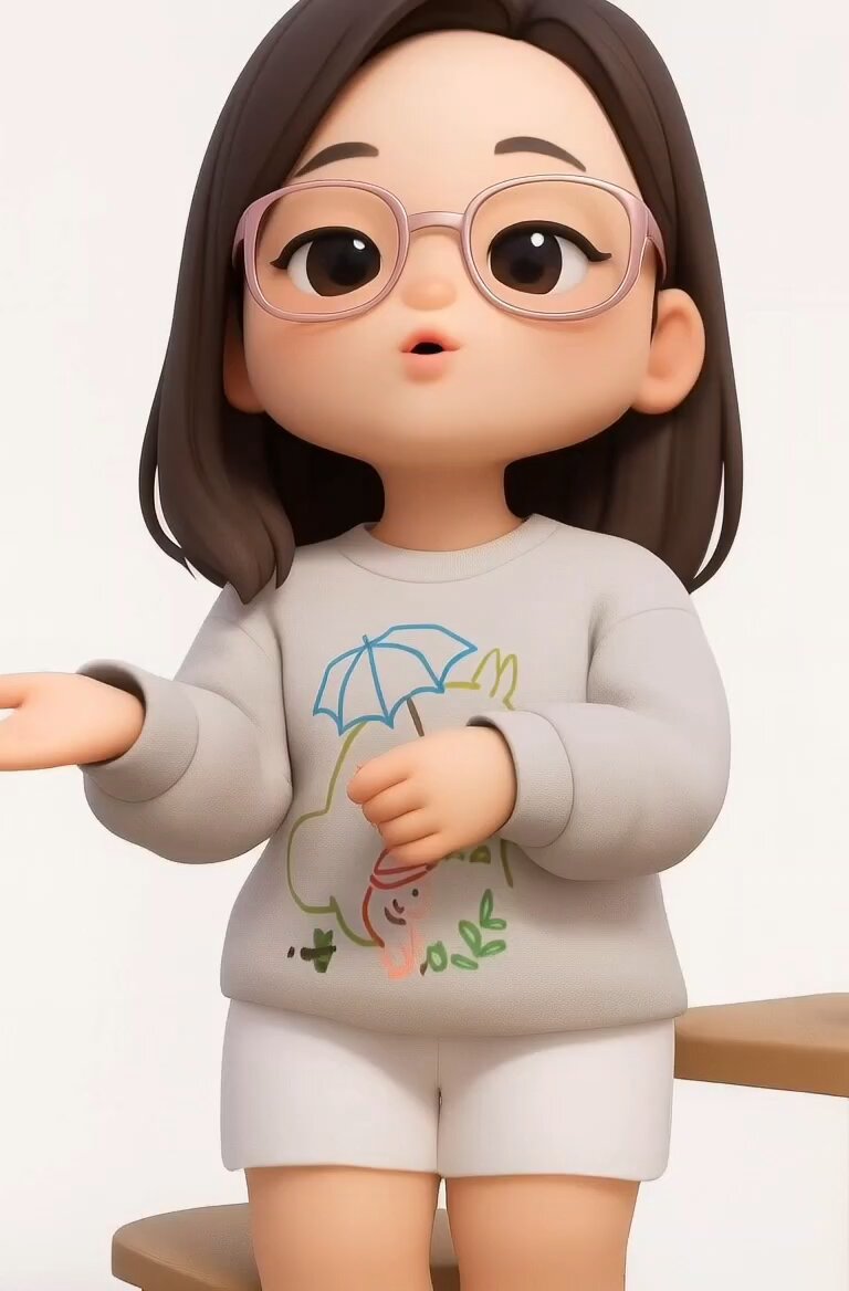 3D Stylized Character in Clay-Morphism Style