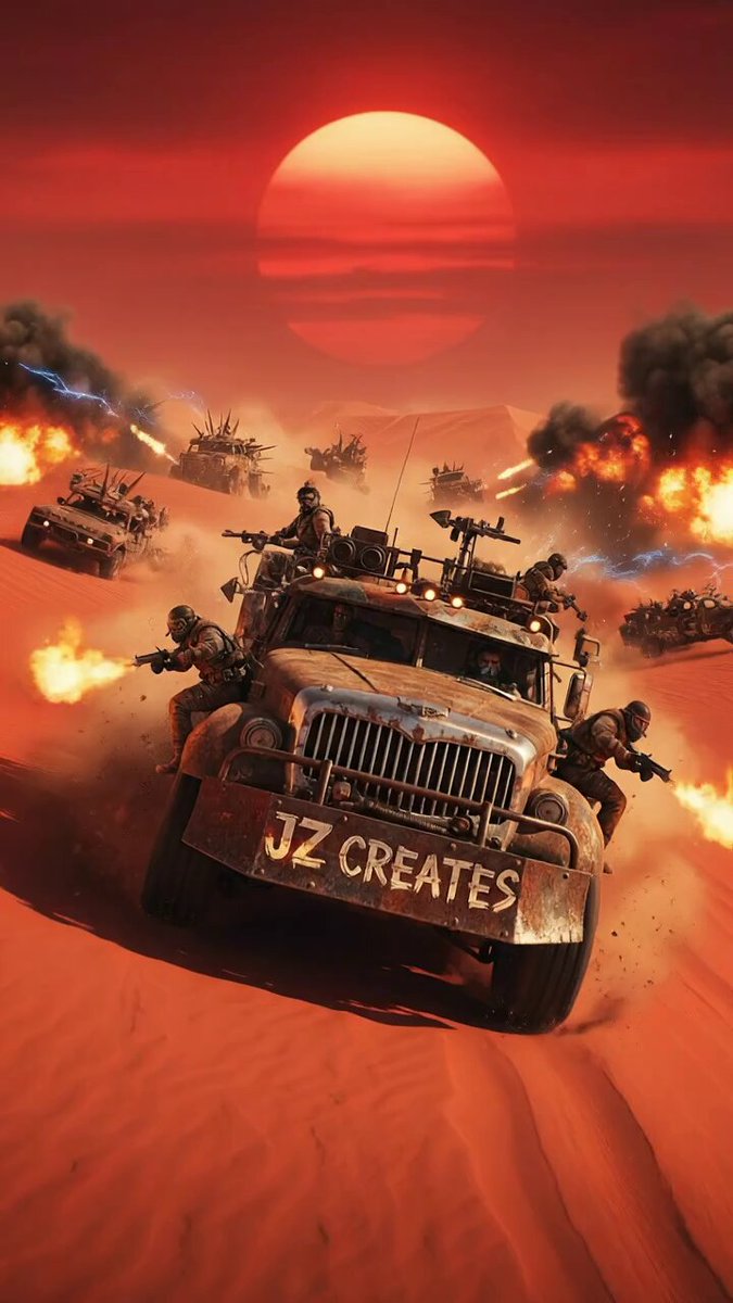 Post-Apocalyptic Desert Convoy Battle Video Prompt