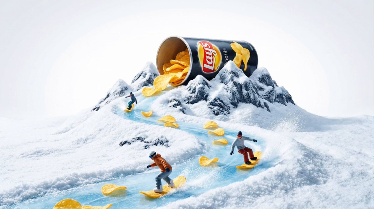 Surreal Miniature Potato Chip Commercial Prompt