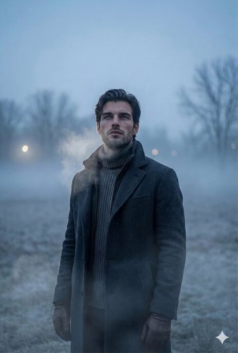 Cinematic Portrait in Cold Fog