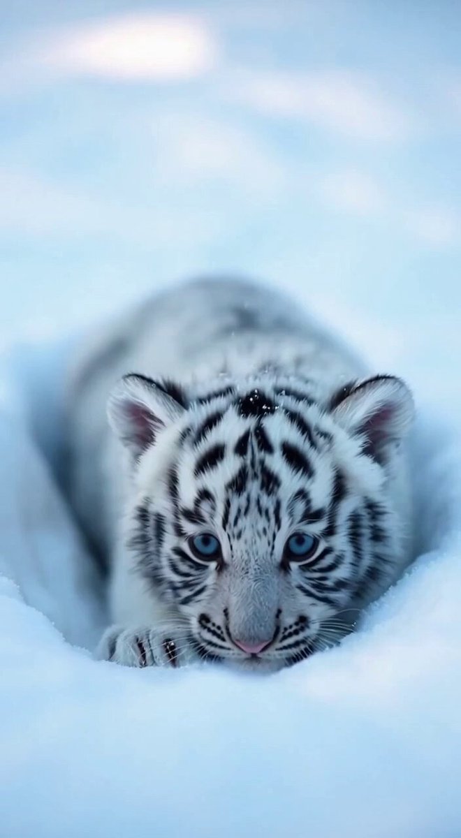 Video Prompt for Helpless White Tiger Cub in Snow