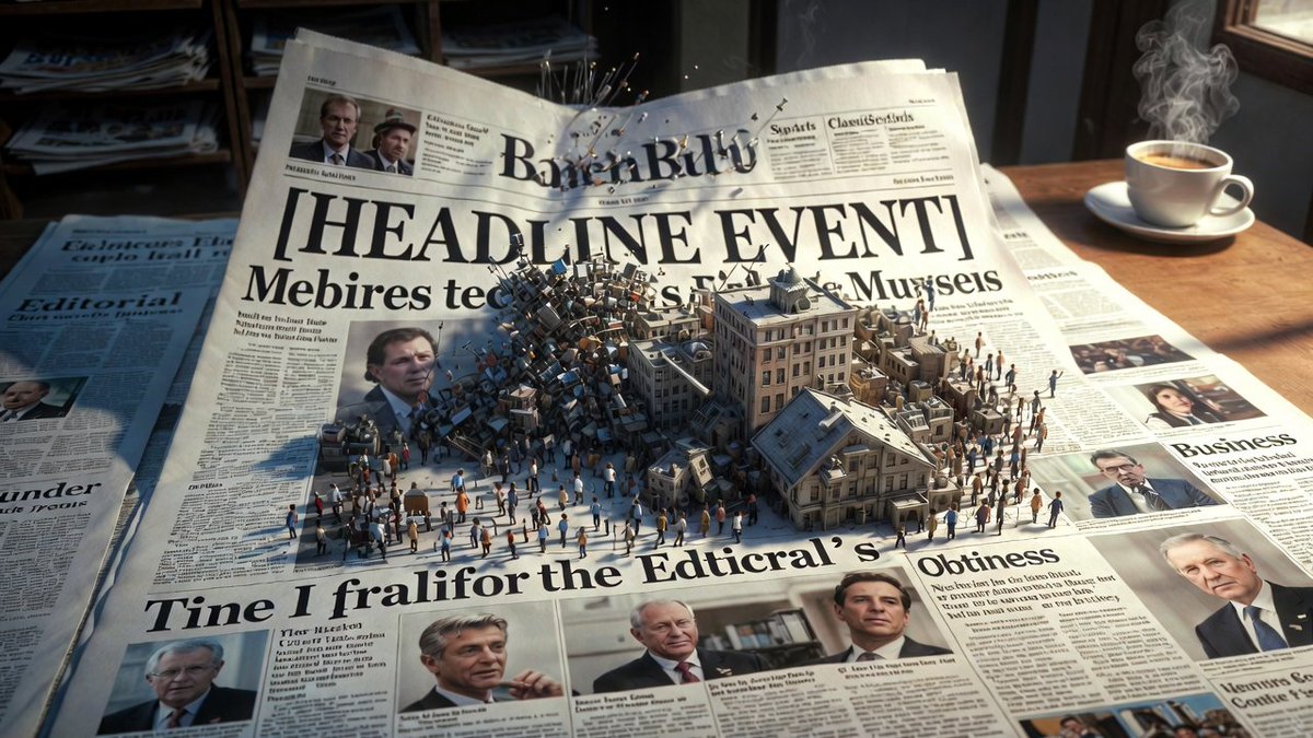 Newspaper Mid-Unfold Diorama Prompt