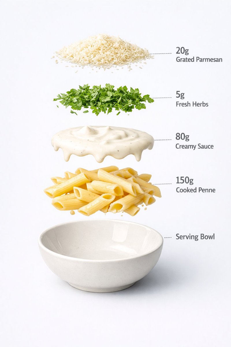 Motion and Image Prompt for Ultra-Realistic Food Photography of Pasta
