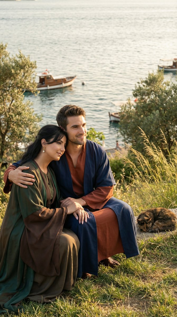 Cinematic Historical Romance: Ottoman Couple by the Bosphorus