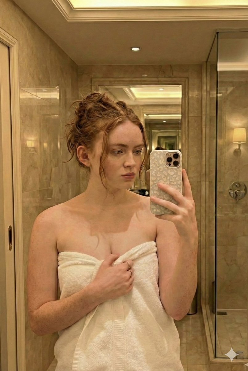 Candid Bathroom Mirror Selfie (Redhead Likeness)