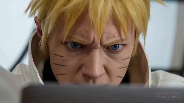 Naruto coding intensely and throwing a laptop