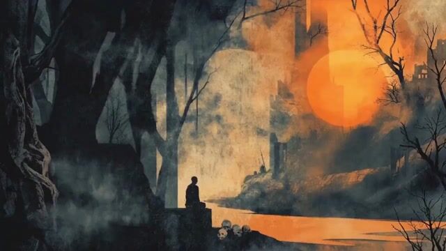 Solitary Figure Rising at Dusk in J. M. W. Turner Style