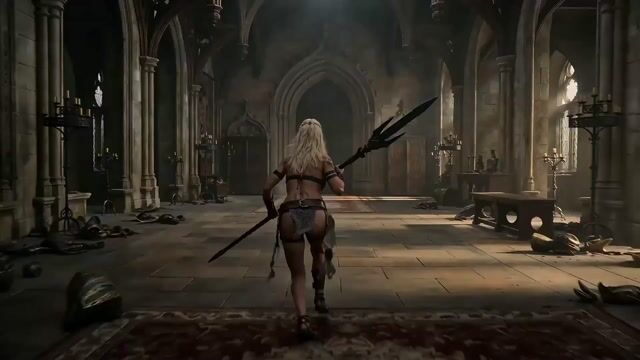 Gothic Cathedral Battle: Warrior vs. Black Dragon
