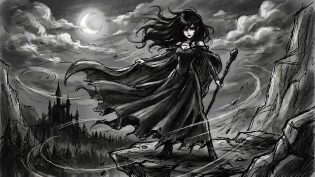 Anime Witch Transformation with Bat Wings