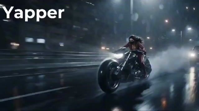 Photorealistic Cyberpunk Motorcycle-Robot Chase in Heavy Rain