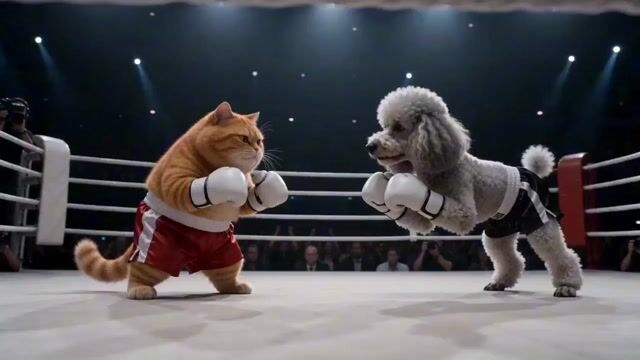 Epic Boxing Match: Cat vs. Poodle