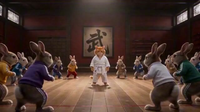 Epic Martial Arts Battle Between Cat Master and Rabbits