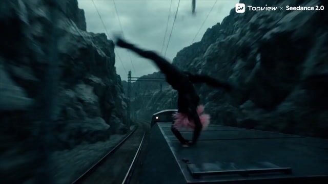 Sci-Fi Action Scene on a Moving Train