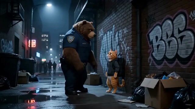 Funny Scene Prompt: Cop and Cat
