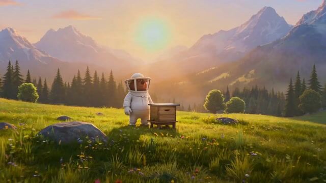 3D Cartoon Bear Beekeeper