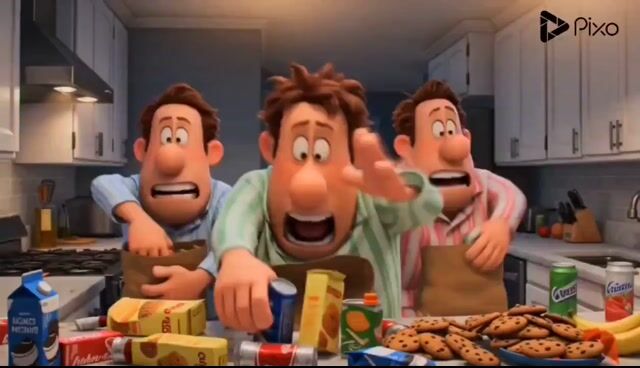 Cartoon Kitchen Snack Chaos