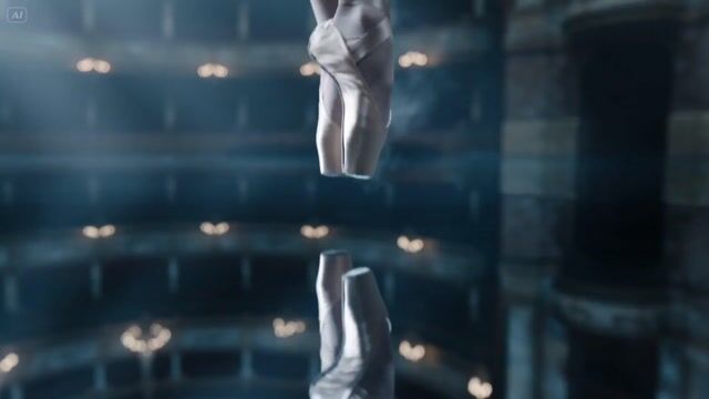 Cinematic Ballerina in Flooded Opera House