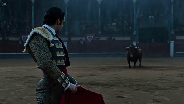 Rainy matador bullfight scene