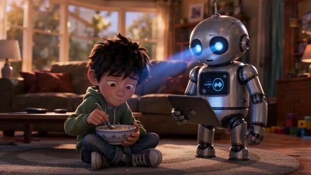Emotional Robot and Boy Animation