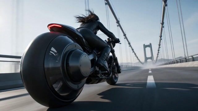 Futuristic Motorcycle Courier Action