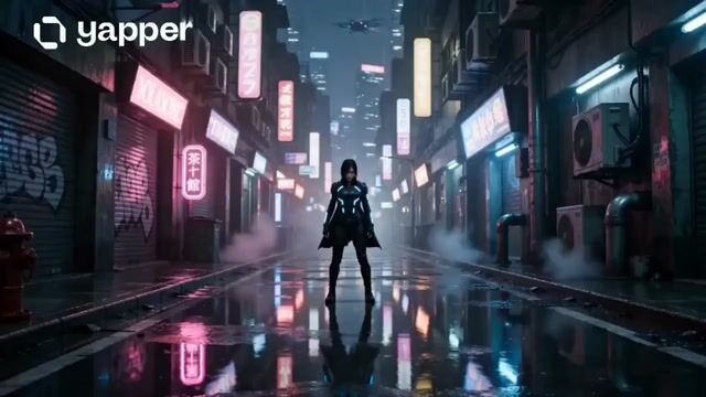 Neon Tokyo Cyberpunk Action Sequence