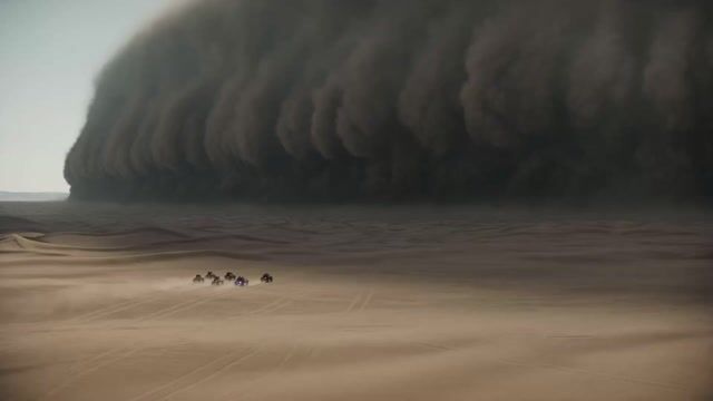 Epic Sci-Fi Sandstorm Desert Convoy